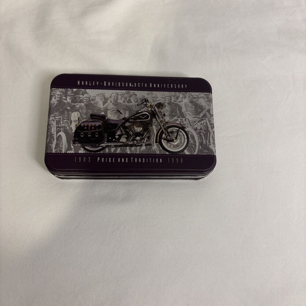 Harley-Davidson Playing Cards Unisex OS Purple Excellent 95th Anniversary Tin